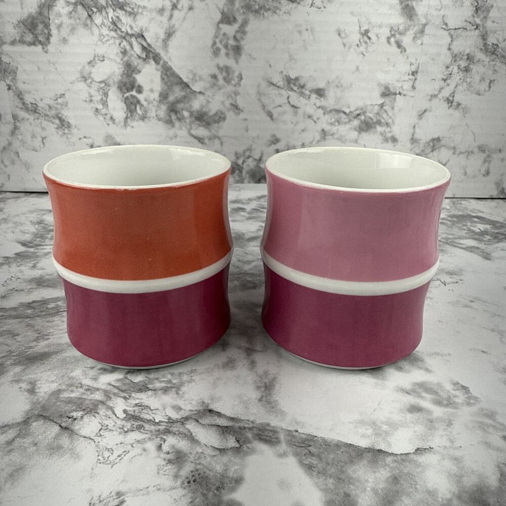 Vintage Block Chromatics Red Lavender Set of 2 Tea Coffee Cups Germany - Picture 2 of 10